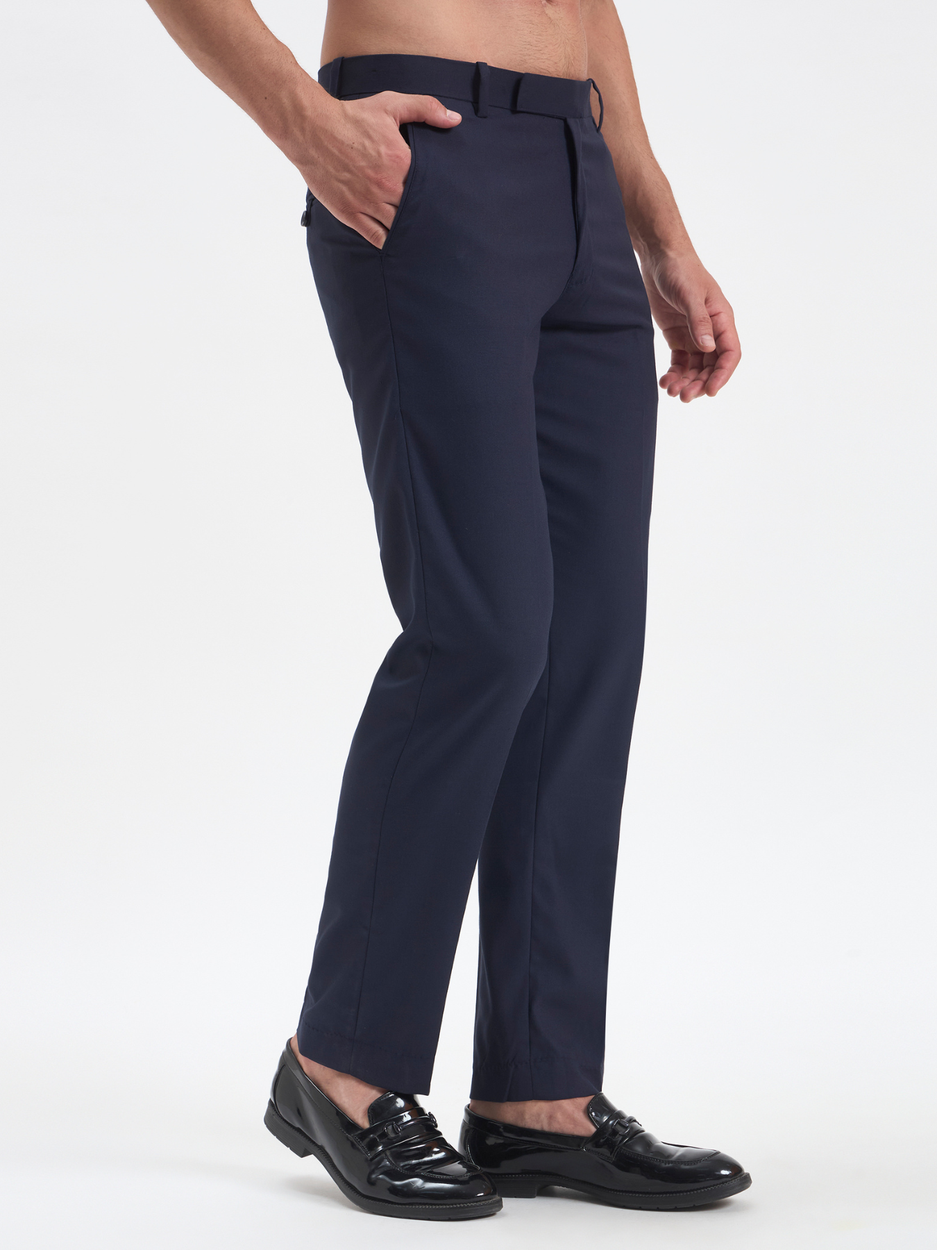 Slim-Fit Essential Trousers - Navy