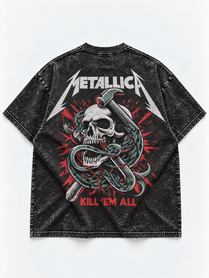 Metallica Oversized Tshirt - Acid Wash - Black