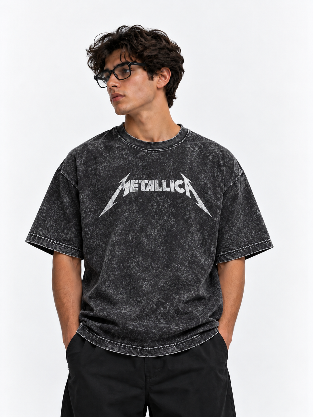 Metallica Oversized Tshirt - Acid Wash - Black